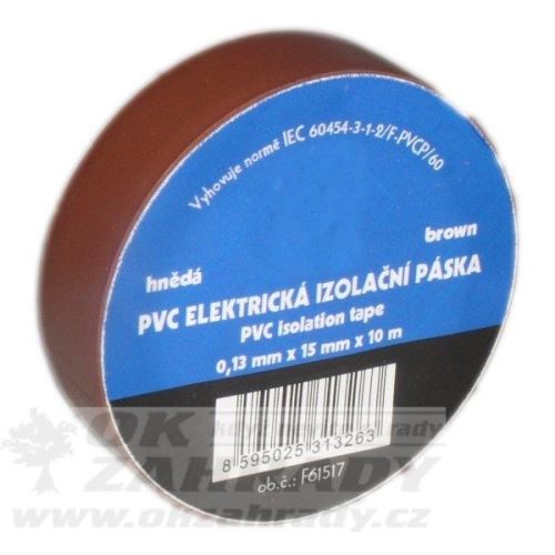 Izolační páska PVC / barva hnědá, š. 15mm, 10 m