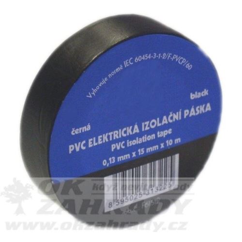 Izolační páska PVC / barva černá, š. 15 mm, 10 m