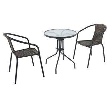 Sestava zahradního nábytku Creador Pikolo set - kovový kruhový stůl se dvěma stohovatelnými židlemi