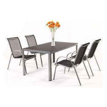 Vergio 4+ - sestava nábytku z hliníku (1x stůl Ryan + 4x židle Vera Basic)