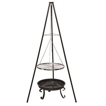 Gril na dřevěné uhlí  Oklahoma SMART – závěsný gril pr. 53 cm na trojnožce