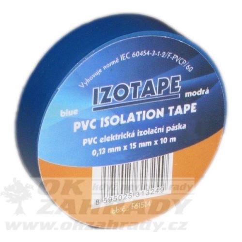 Izolační páska PVC/barva modrá, š. 15 mm, 10 m