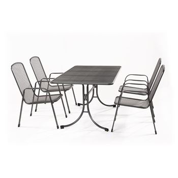Sestava zahradního nábytku MWH Bani 4+ z tahokovu (4x židle Savoy Basic, 1x stůl Universal 145)